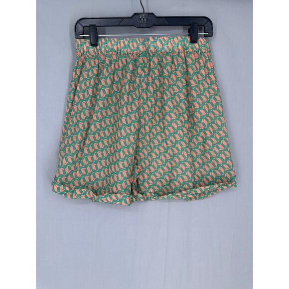 Montce Shorts Womens Medium Green Orange Lounge Swim Cover Lightweight Boxer - Picture 3 of 8